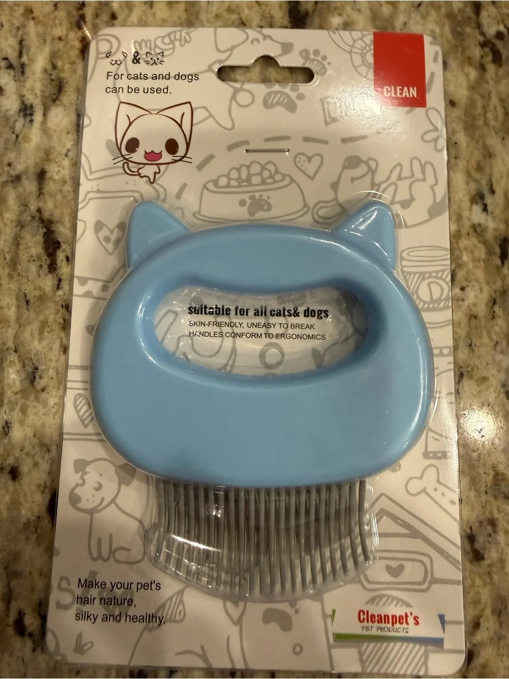 Blue Cat-Ear Pet Comb for Cats and Dogs